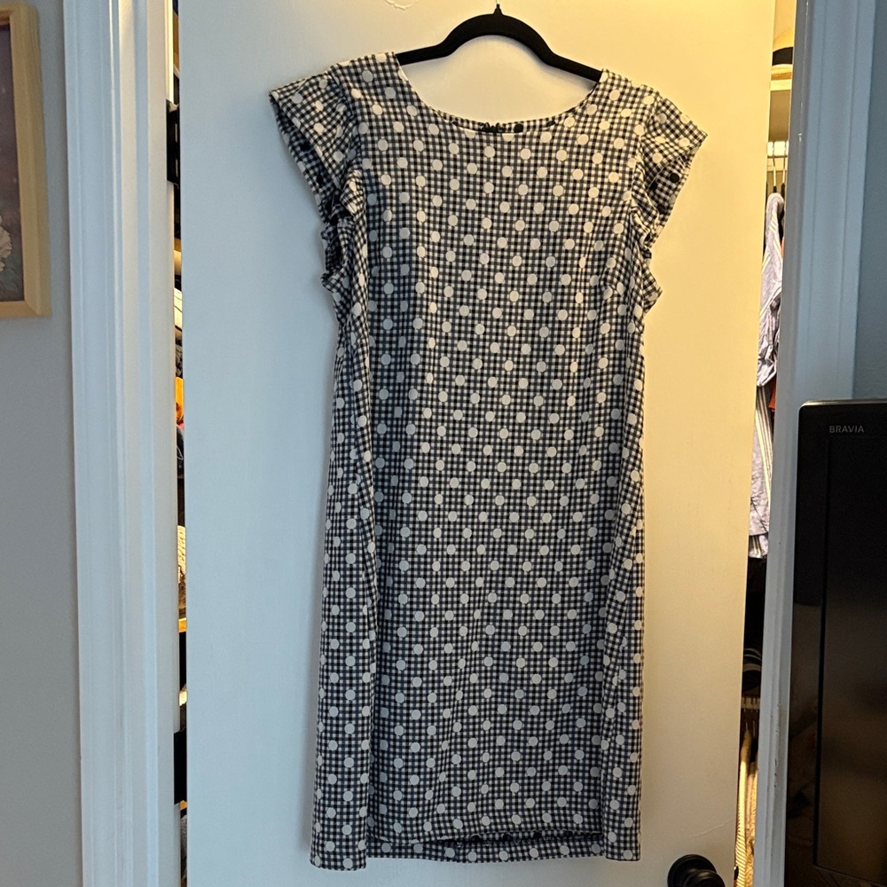 Elegant Black, Blue and White Checkered Dress